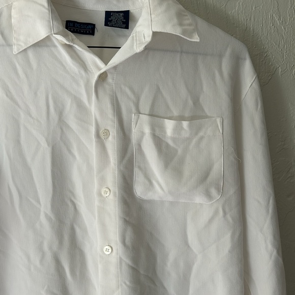 Boys white collared textured button down long sleeve shirt - Picture 2 of 5